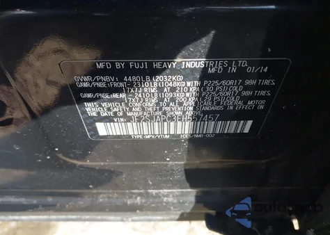 2014 Subaru Forester 2.5I Touring z USA, uszkodzony, nr VIN JF2SJAPC3EH557457